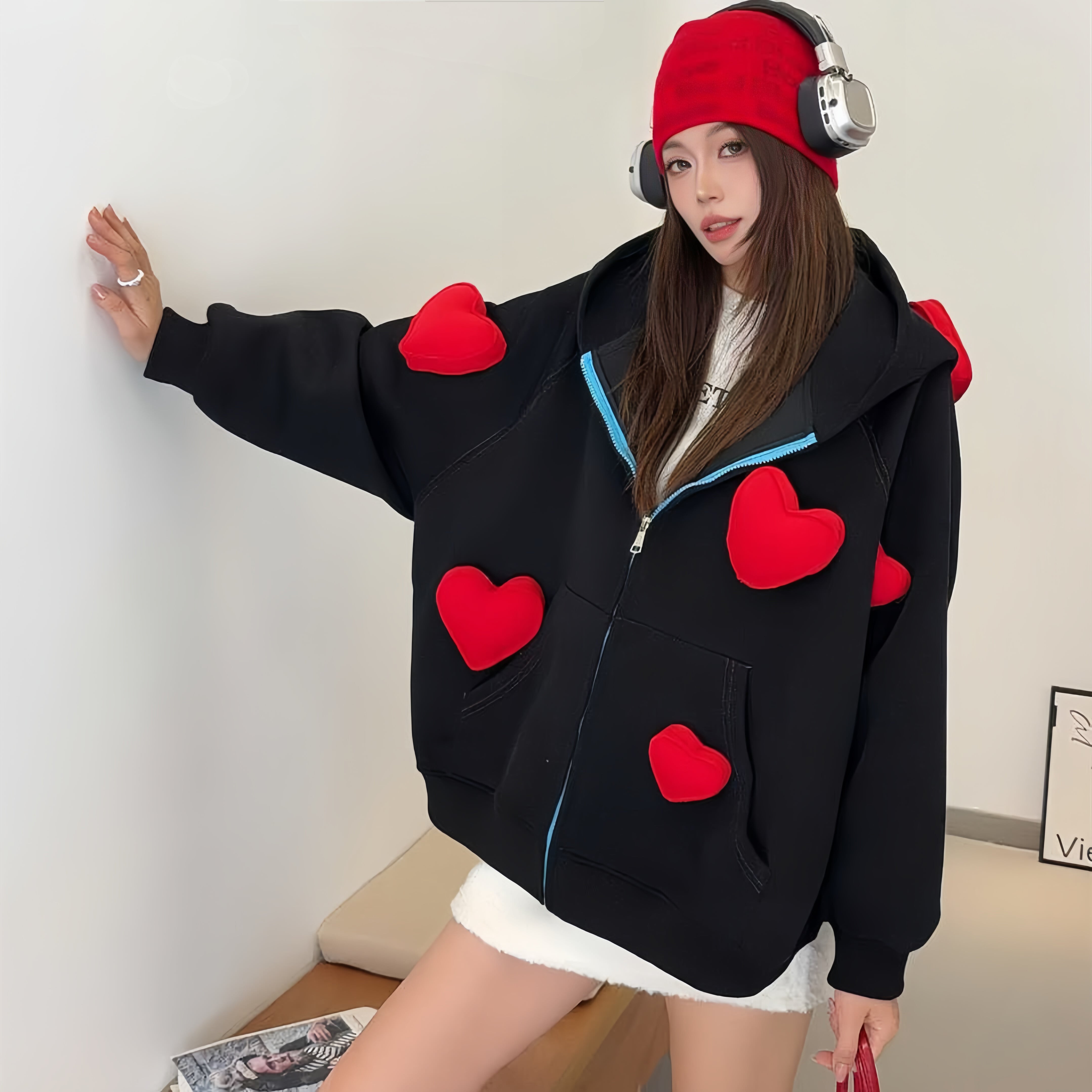 【outer】ハートモチーフパーカー N3335