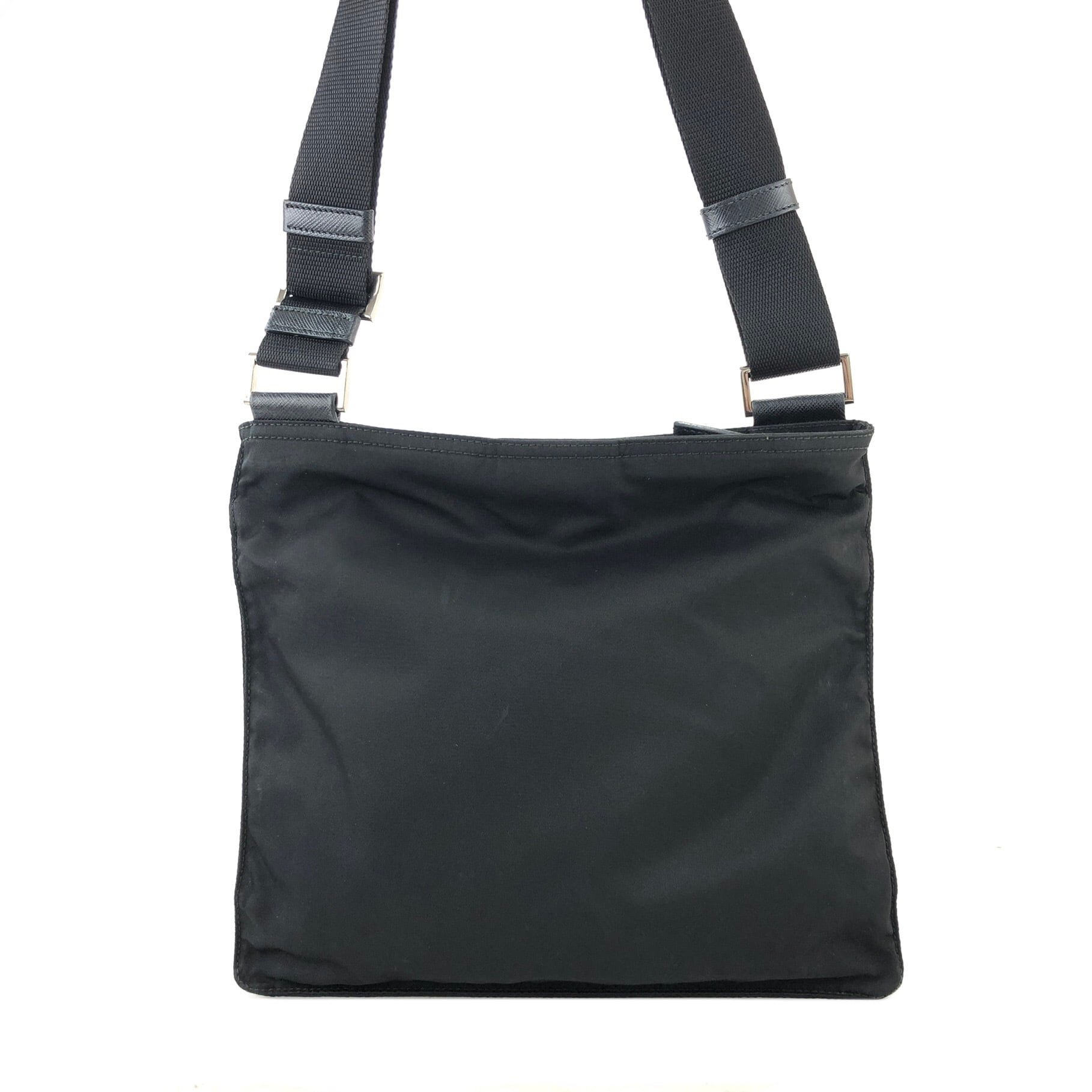 PRADA　ナイロン レザー ショルダーバッグ PRADA プラダ トライアングルロゴ ナイロン サフィアーノレザー