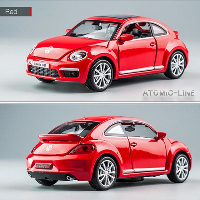 フォルクスワーゲン ビートル 1/32 ミニカー 全4色 ライト点灯 エンジンサウンド 合金モデル