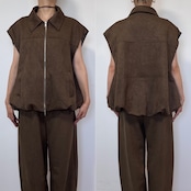 Wジップスウェードvest/ブラウン