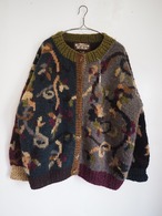 1990‘s Made in Nepal Tarc Handknits Patterned Wool Knit Cardigan