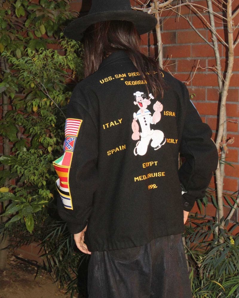 Vintage Souvenir Tour Jacket [US NAVY - USS 1992s-] POPEYE