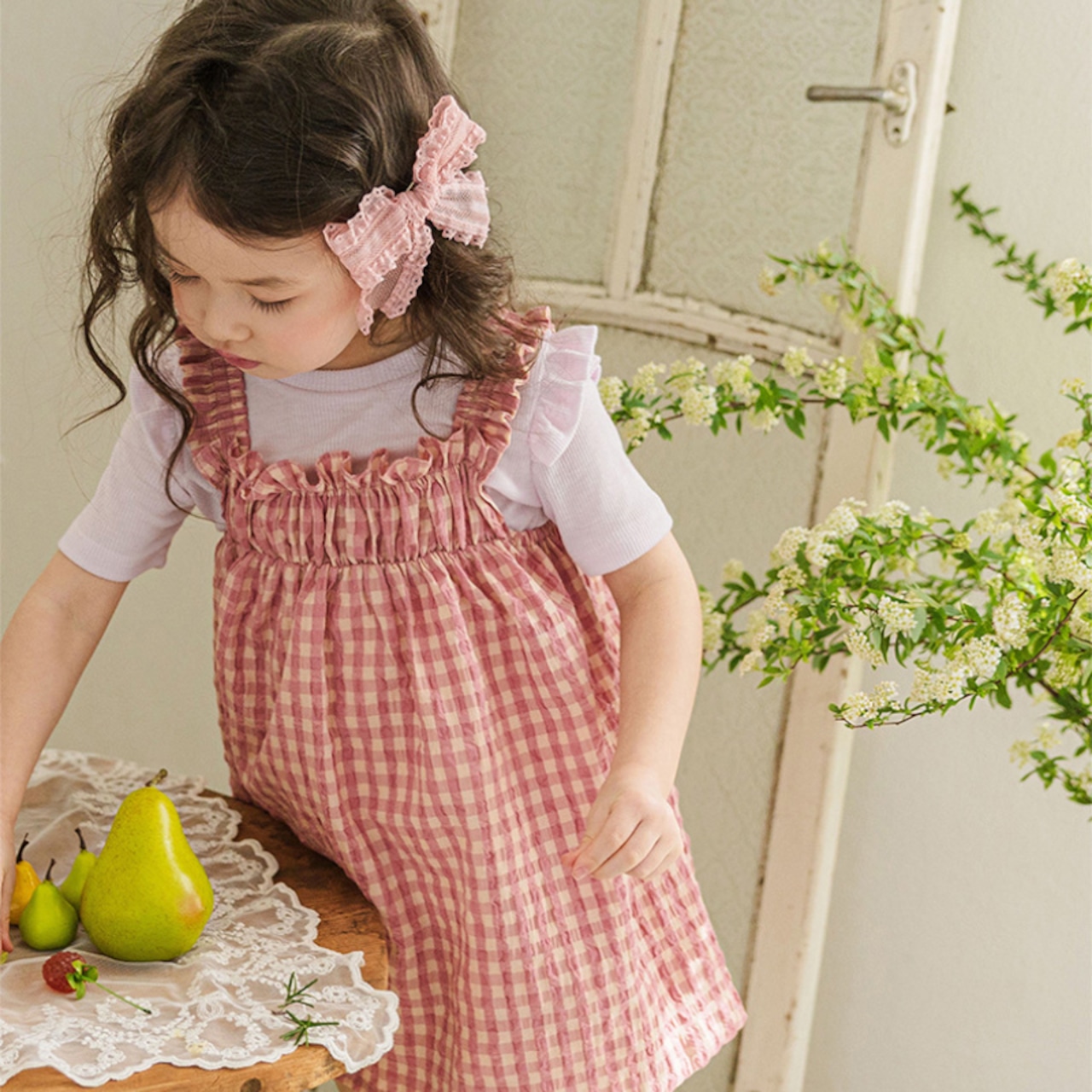 夏チェック柄キャミソールワンピース