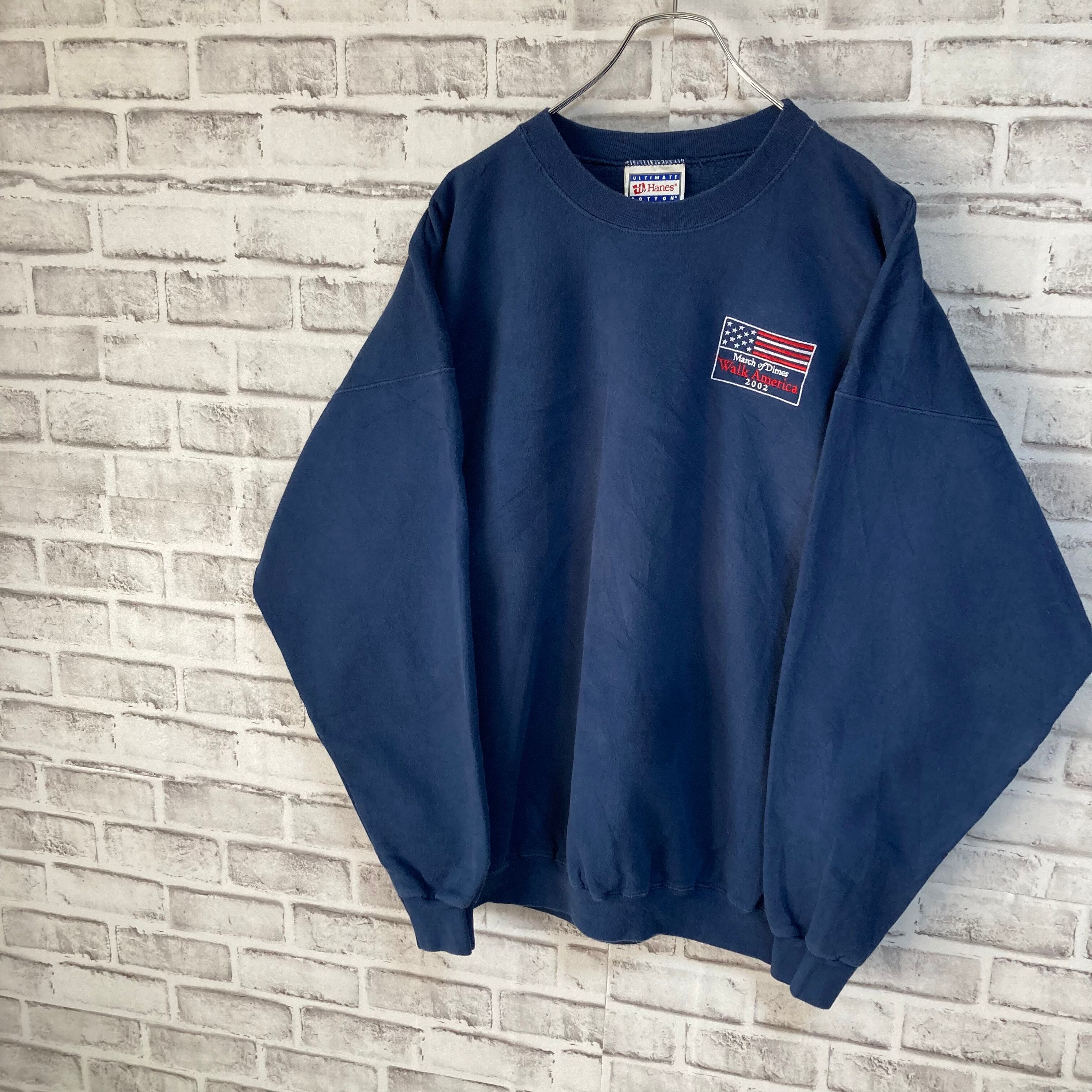 【Hanes】L/S Sweat XL ヘインズ スウェット トレーナー 企業モノ 企業ロゴ 非営利団体 刺繍ロゴ 星条旗 アメリカ USA 古着