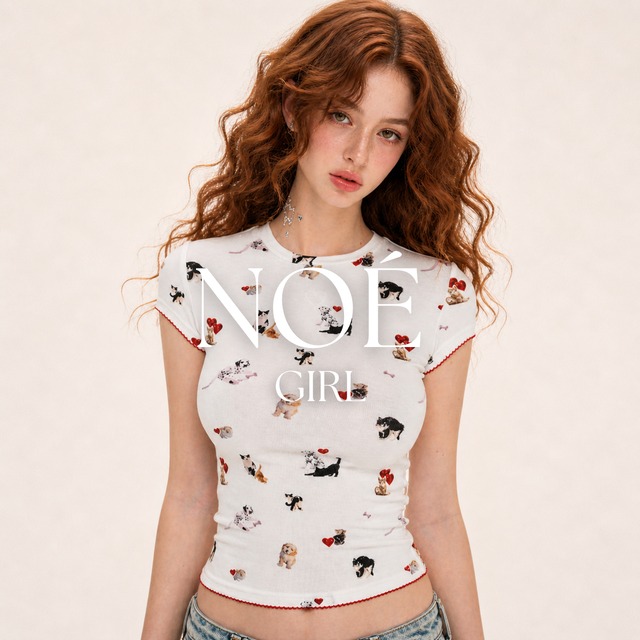 puppy heart fitted baby tee