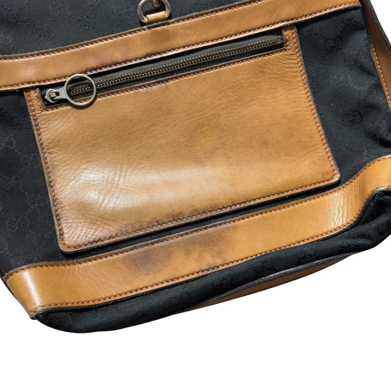 vintage GUCCI GG canvas × leather shoulder bag