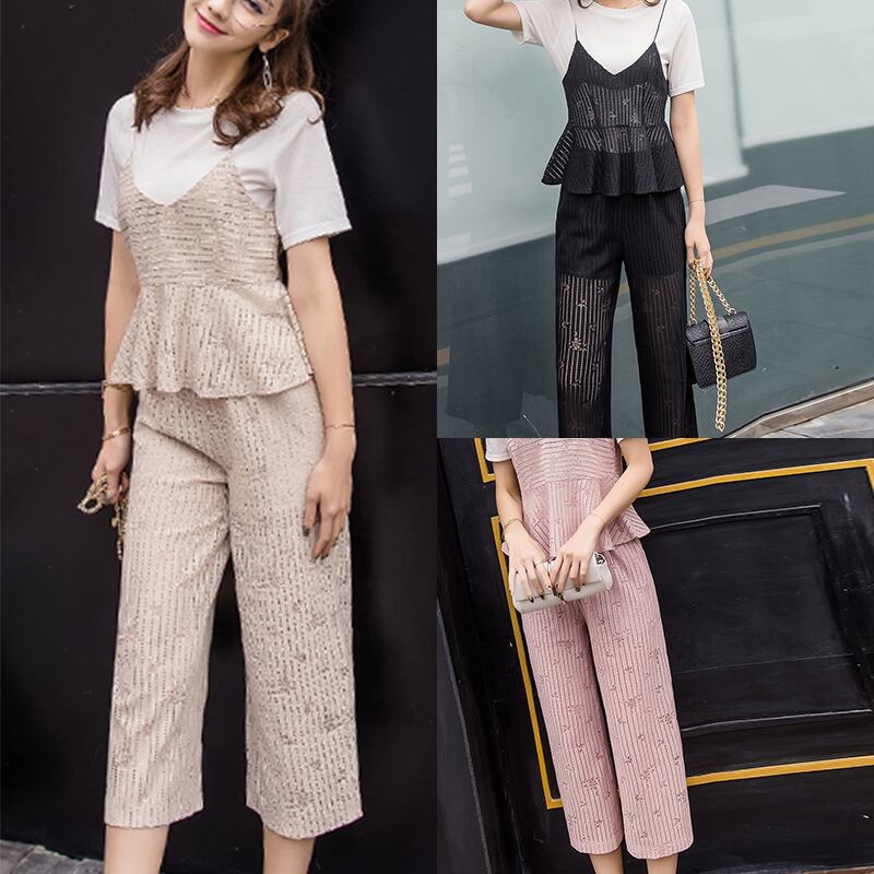 キャミソール フリル レース セットアップ