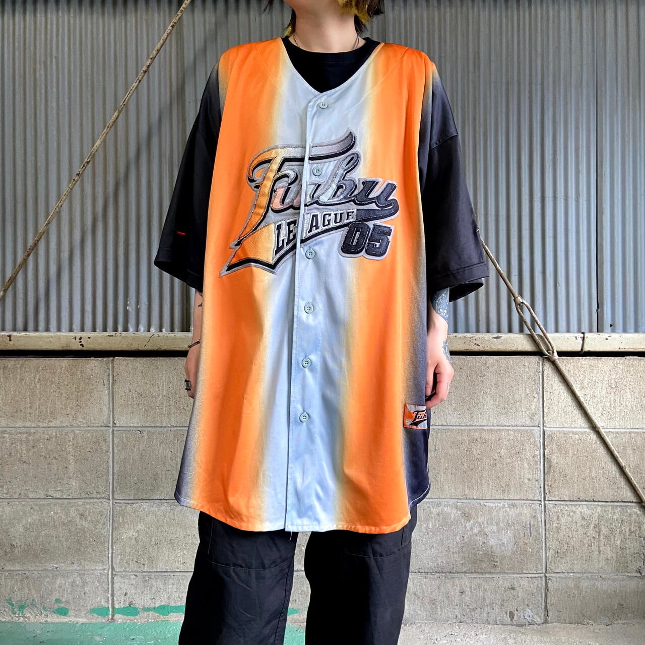 ビッグサイズ FUBU フブ ロゴワッペン ベースボールシャツ メンズ3XL