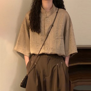 NAGA全2色スタンドカラー半袖シャツ