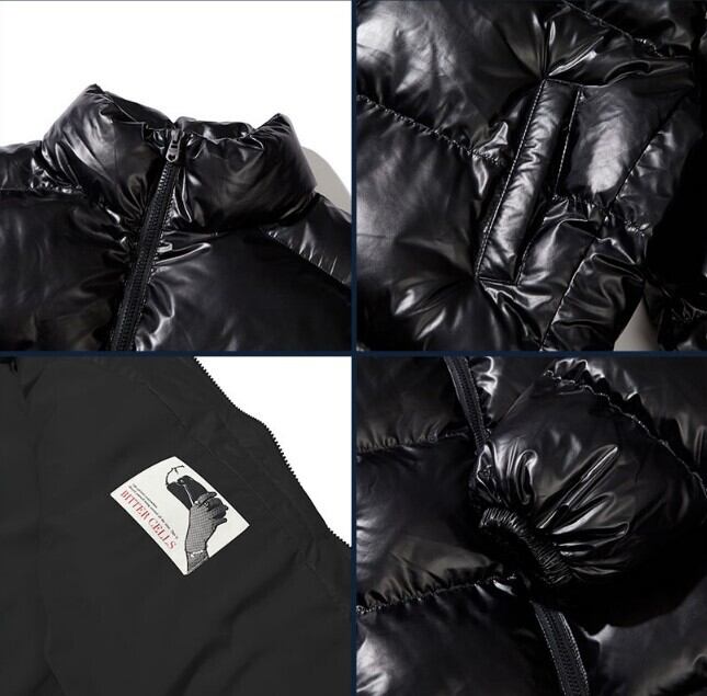 ☆【BITTER CELLS】GLOSSY CROP PUFFER JACKE-Black | もごつ