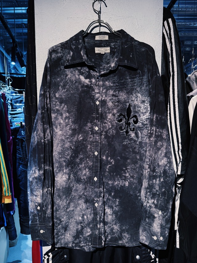 【D4C】Vintage Tie-Dye Fleur-de-lis Wing Embroidery Shirt