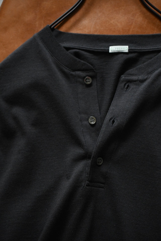 A.PRESSE / Cashmere Blend L/S Henley Neck Shirt (Charcoal)