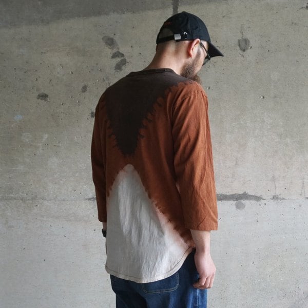 devadurga メンズ tシャツ 七分袖 泥染め 藍染め DROP 7/S CUT SEW 全1