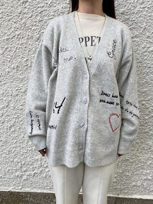 ロージー  Rosiee レタリング刺繍ニットカーディガン