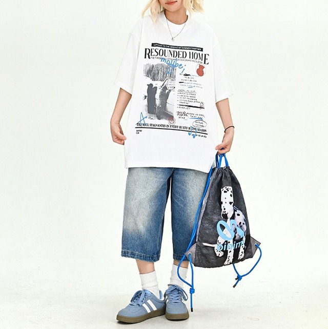 グラフィックコラージュアートレタリングTシャツ 2col   R02008