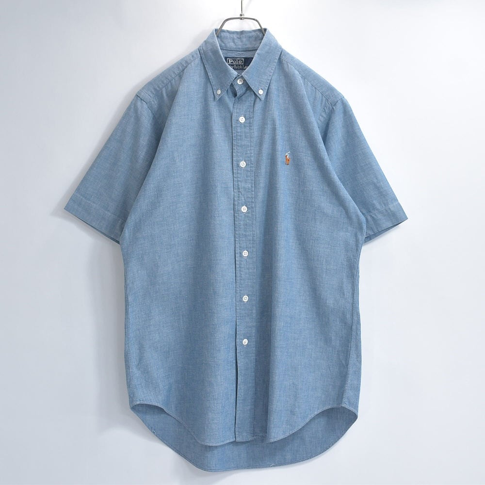 00s Ralph Lauren ポニー刺繍 denim ボタンダウンシャツ/M 90～00s Polo by Ralph Lauren ポロラルフローレン シャンブレー
