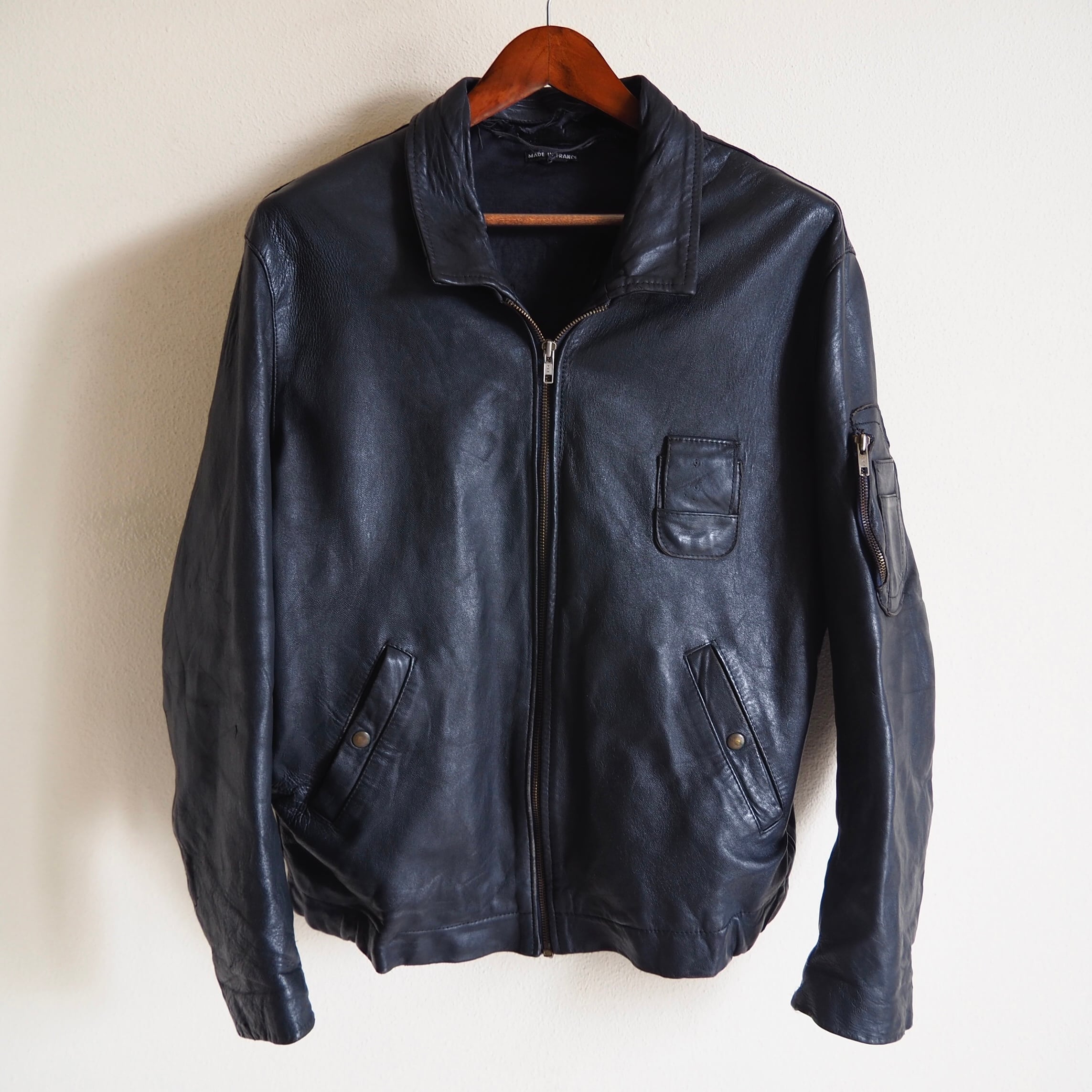 Condition-UsedFrench Leather Pilot Jacket