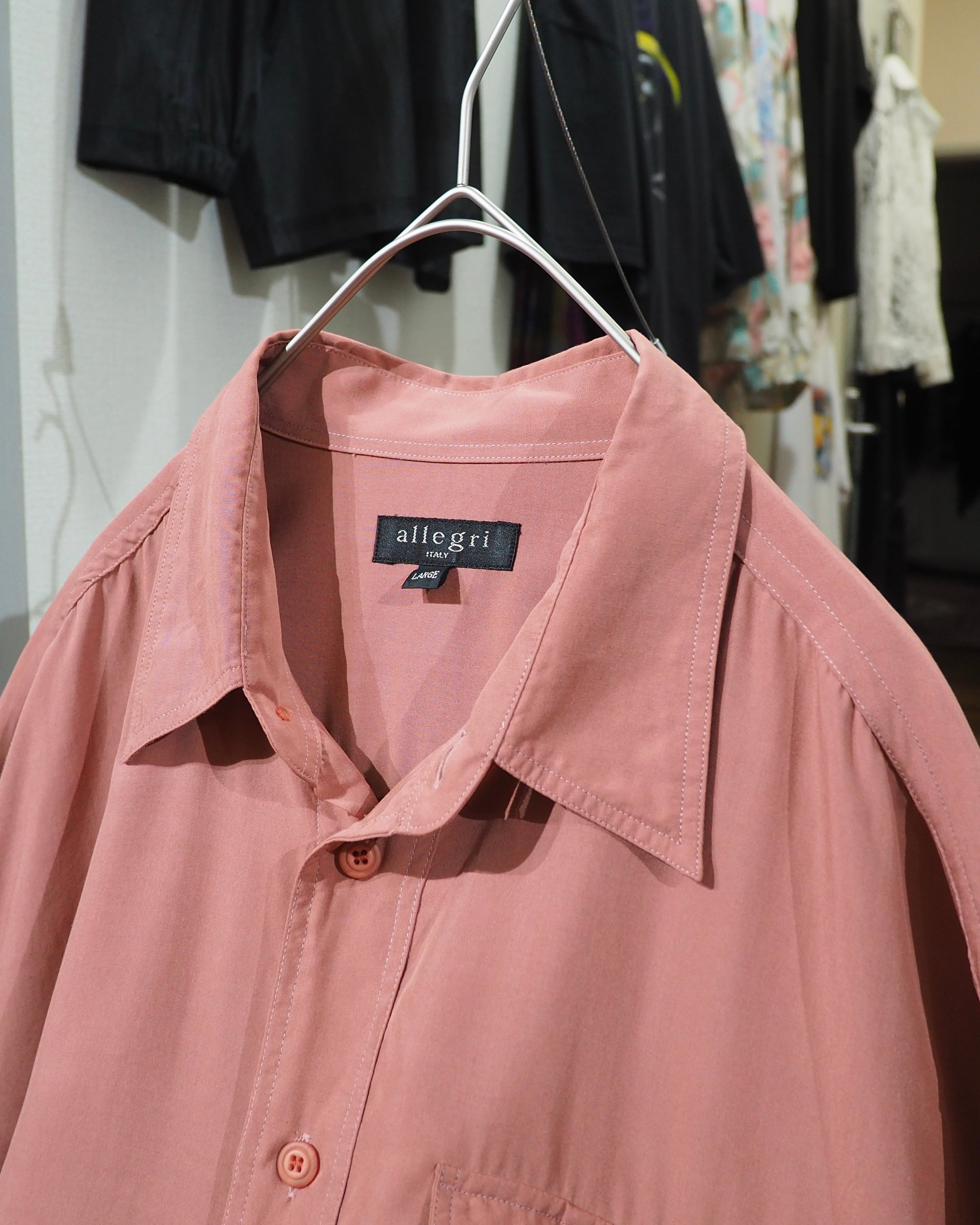 1990s " Allegri ‐ 鈍煤 " Beautiful Dusty Pink Color vintage Drape loose shirt