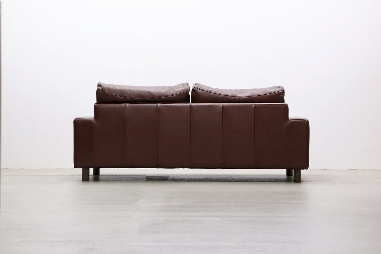 沼津店】MUJI 無印良品 本革 ワイドアーム 2Pソファ ブラウン 茶