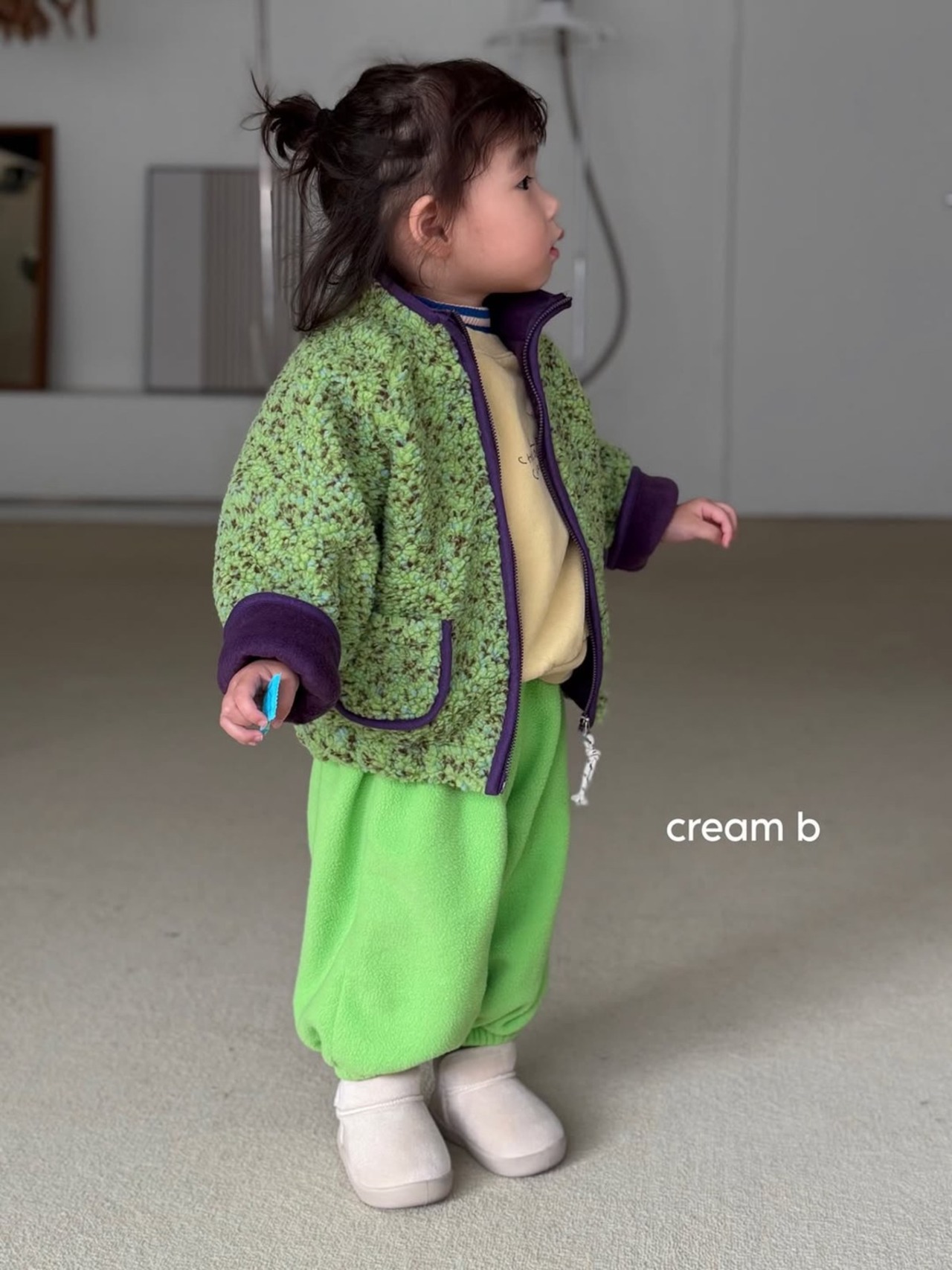 韓国子供服 / 26winter / cream bbang / スクリンクルフワフワジャンパー / キッズ / 冬服 *XS~XL*