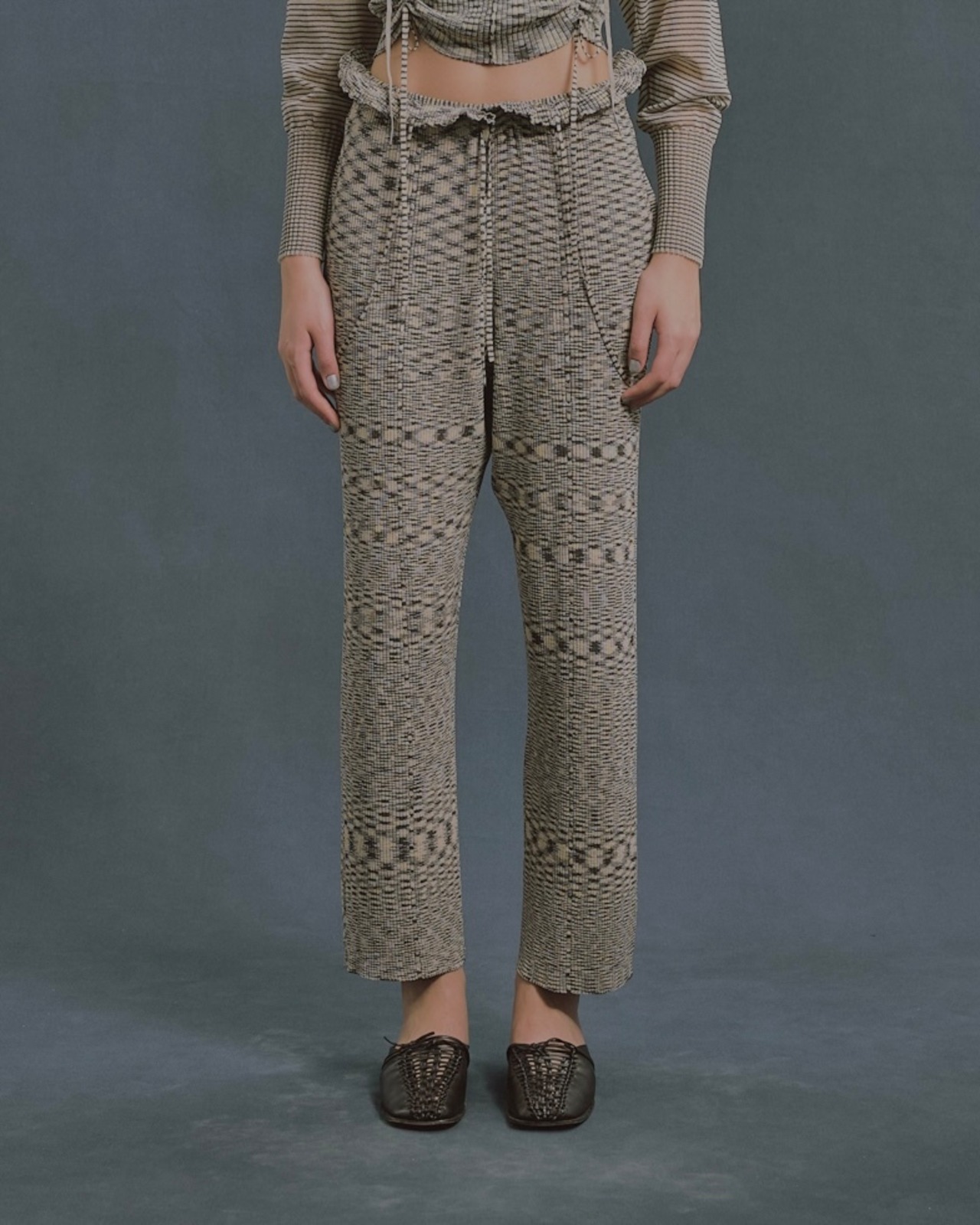 Black Gradient Yarn Pants / GRAY×CHARCOAL - 9