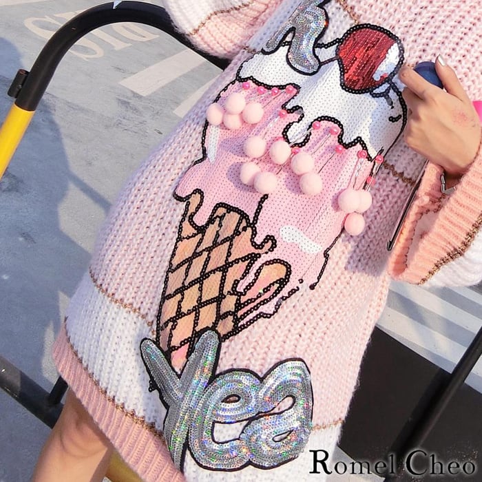 RomelCheo アイスクリーム柄 ニット ロング ワンピース ニット RomelCheo アイスクリーム柄 ニット ロング ワンピース ニット