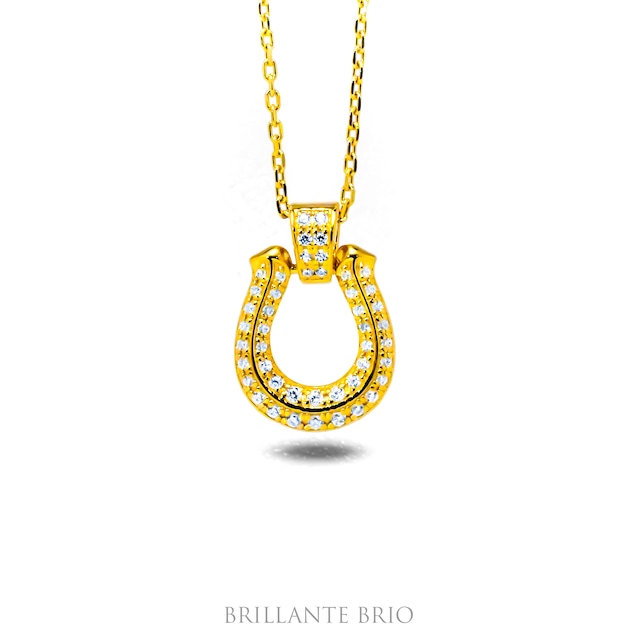 2Line  Stone Horseshoe Necklace/Gold