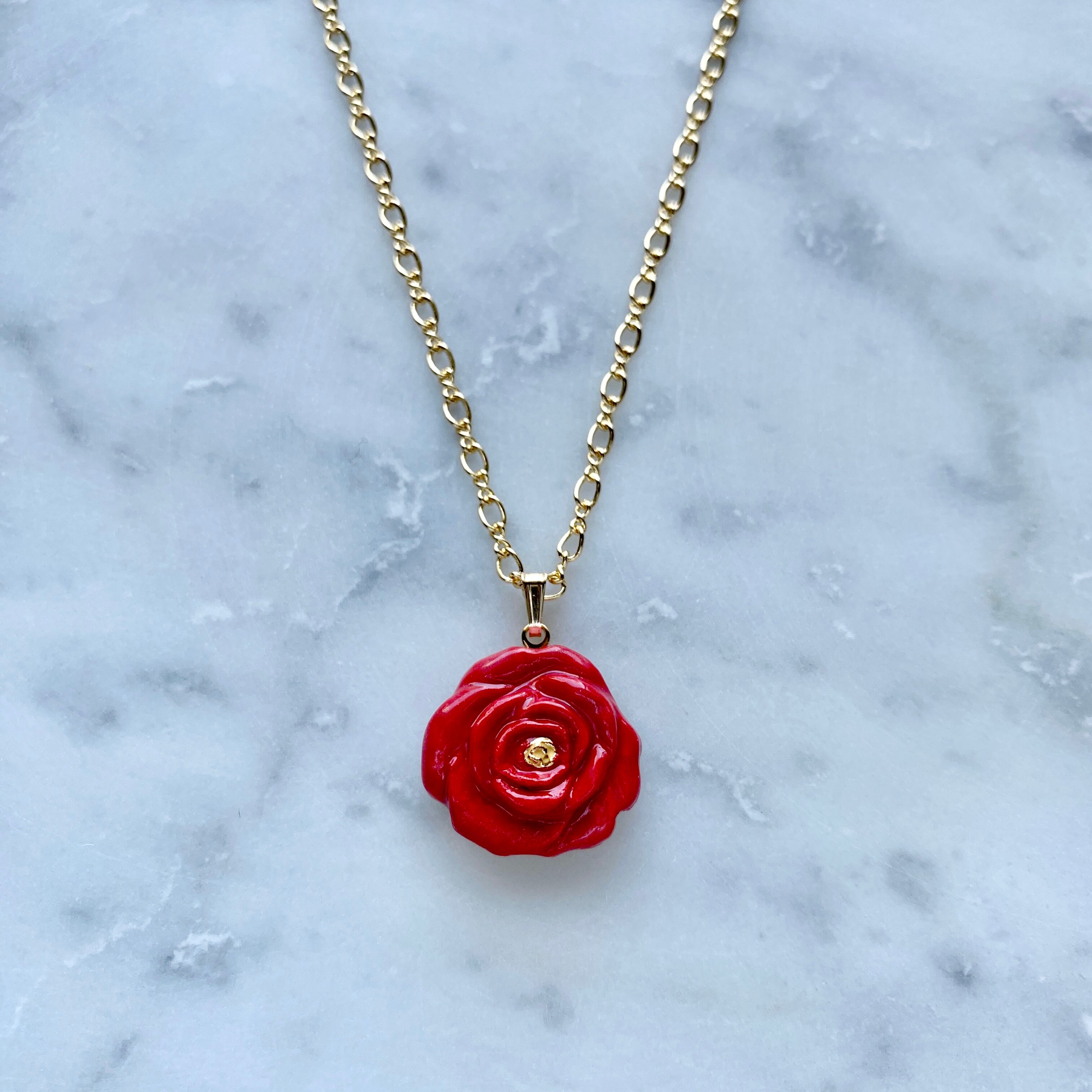 ネックレス 薔薇 / Rose レッド｜陶磁器 アクセサリー湘南 ギフト