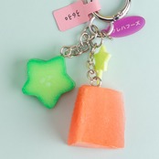 < クレハフーズ > キーホルダー - すいか+きゅうり(yellow)