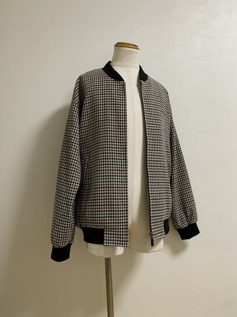 1980~90's Check Pattern Zip-Up Spring Jacket