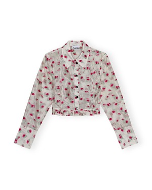 【GANNI】FLORAL ORGANZA JACQUARD SHIRT