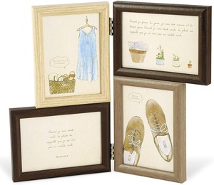 まるで本物の木のような上品で優しい質感の 4窓 インテリア フォトフレーム 卓上でも壁掛けでもオシャレ 軽量 手軽な樹脂素材 本体サイズ30.5×1.5×高さ26cm サービス4枚 洗練されたシンプルモダン エンヴェールヘルック(R)