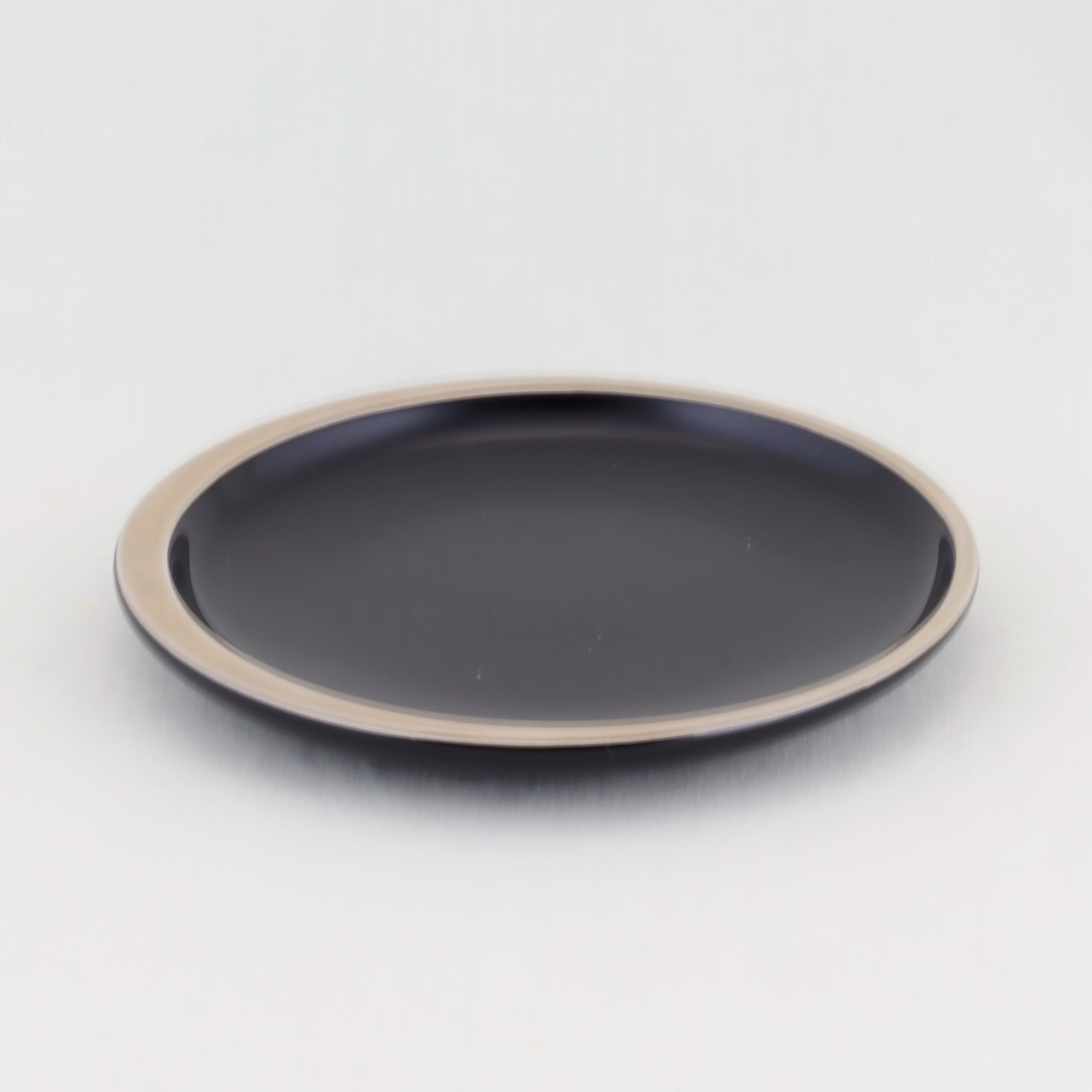 1511 輪島塗 銘々皿／日月形／総黒塗／銀縁蒔絵／五枚組 | 輪島塗 加藤