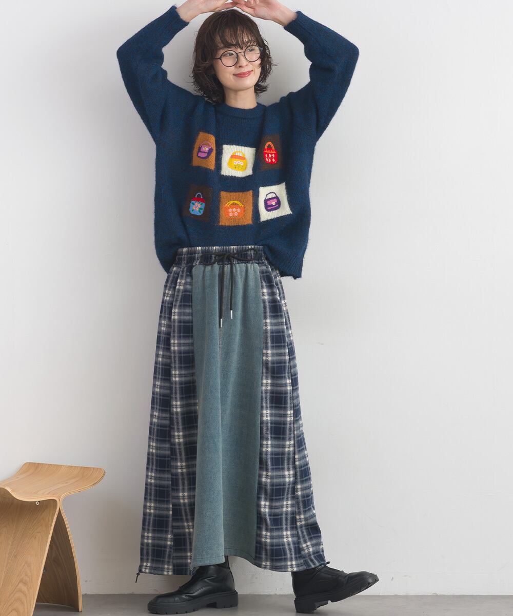 D261150 ジャカードパネルアートニットプルオーバー / Jacquard Panel