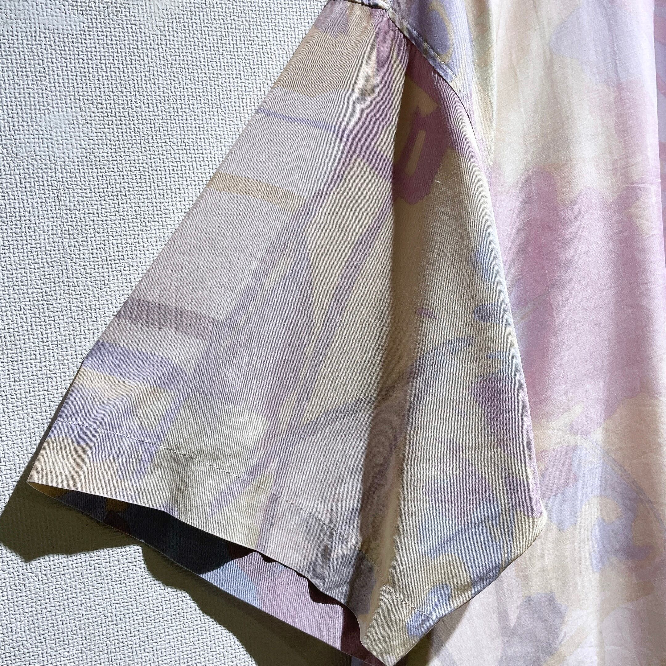 1990s Water color painting Design vintage Drape loose SS shirt