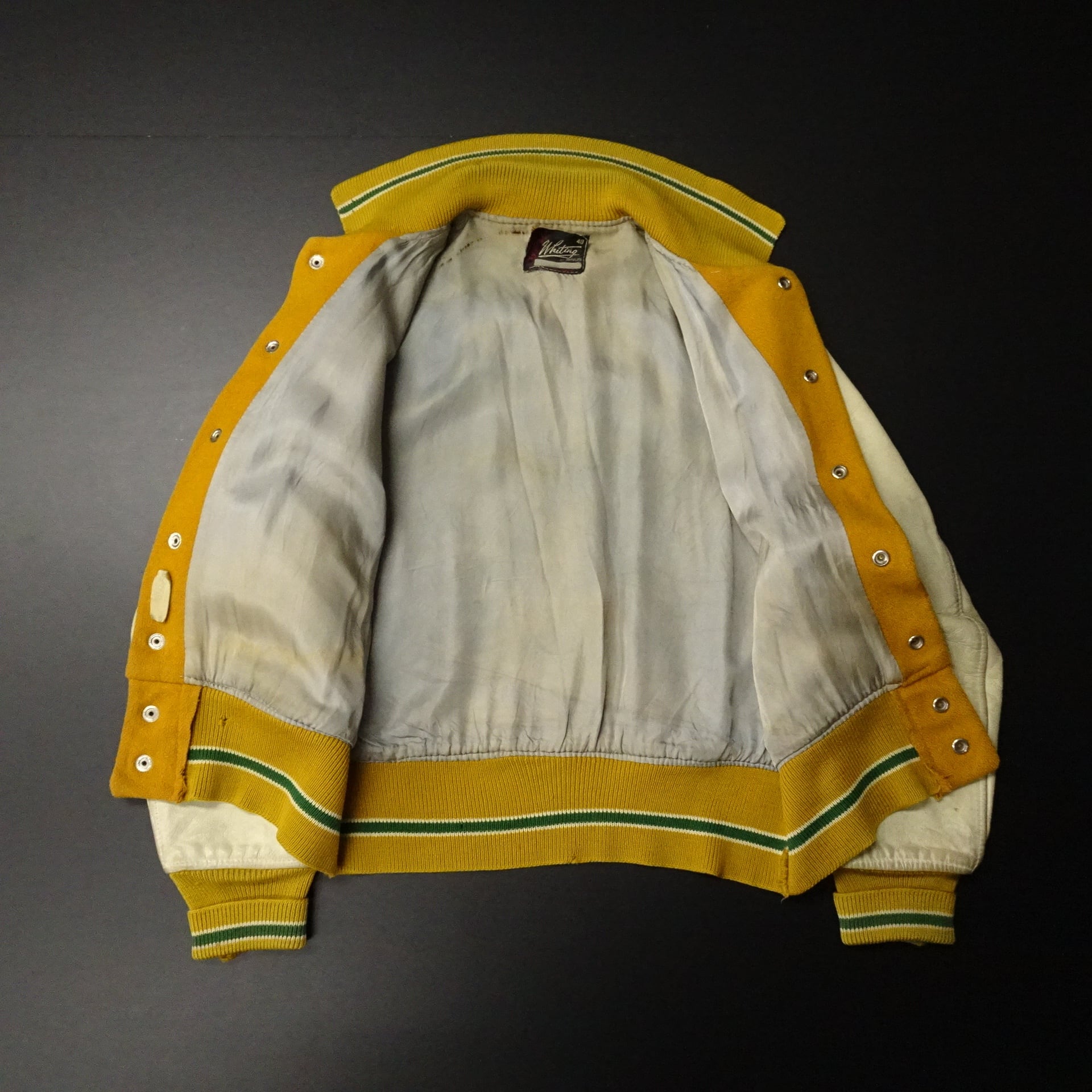 60s- USA製 Whiting ホワイティング スタジャン メルトン 袖レザー