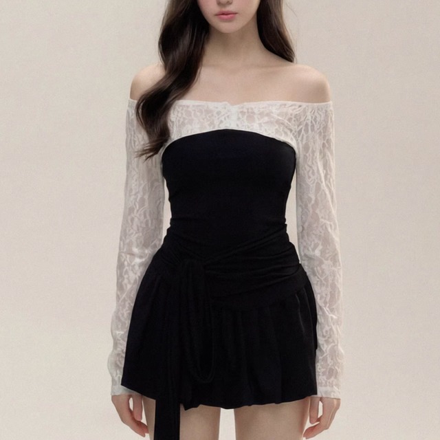 waist mark lace switch mini one-piece m1627