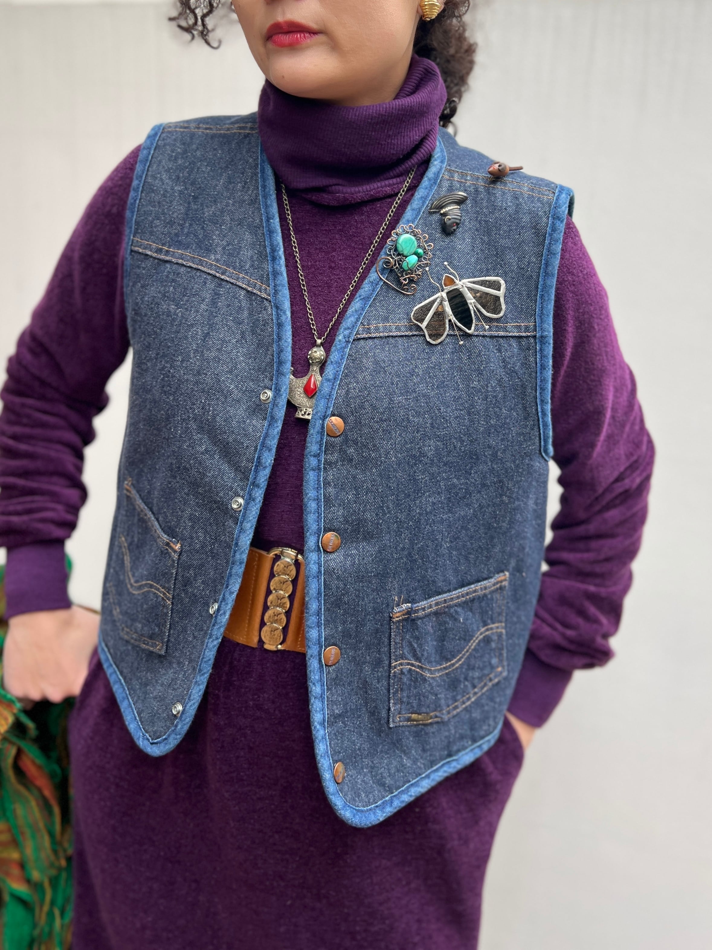 Vintage "SEARS ROEBUCKS "denim × boa vest