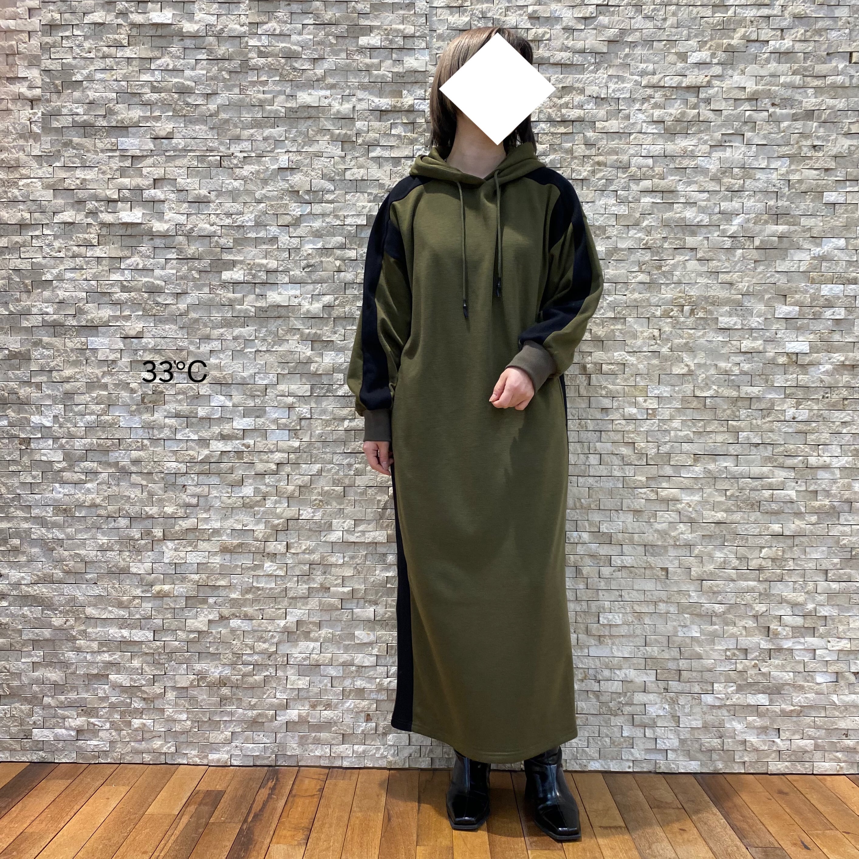 【33℃】脇リブボンバーヒートパーカーワンピース(gz411304)
