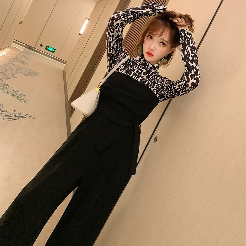 スリムフィットウェストワイドレッグパンツ ジャンプスーツ オールインワン レース オータム 秋物 ウィンター 冬物 ワイドパンツ レースアップ ステッチ MIUCO26429157715