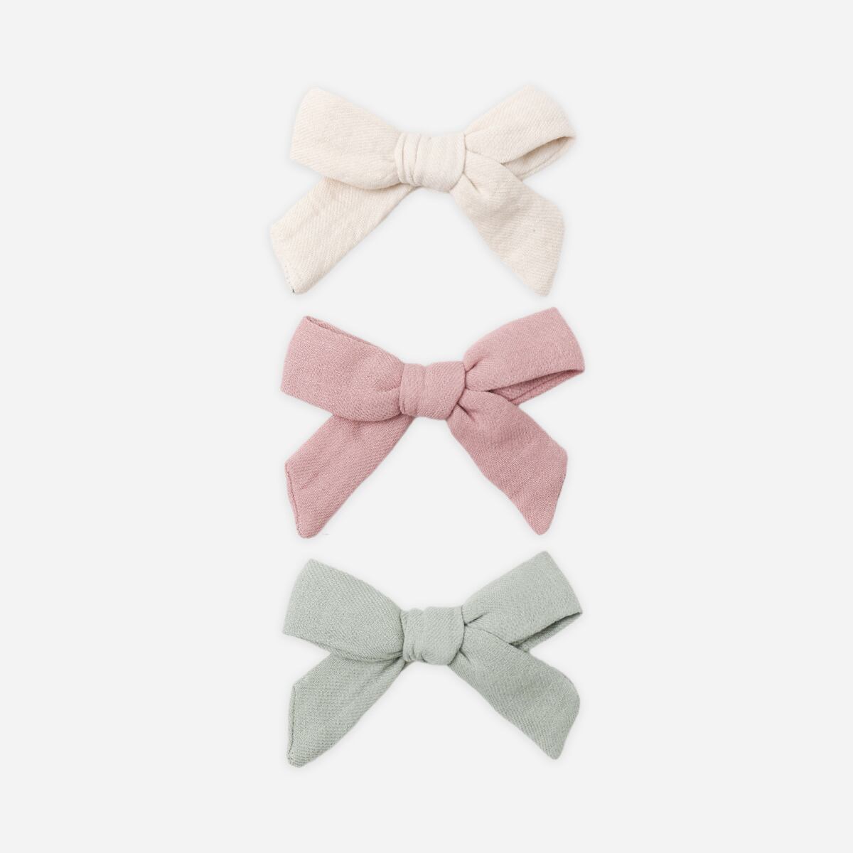Bow W. Clip 3個セット / Natural, Mauve, Sage