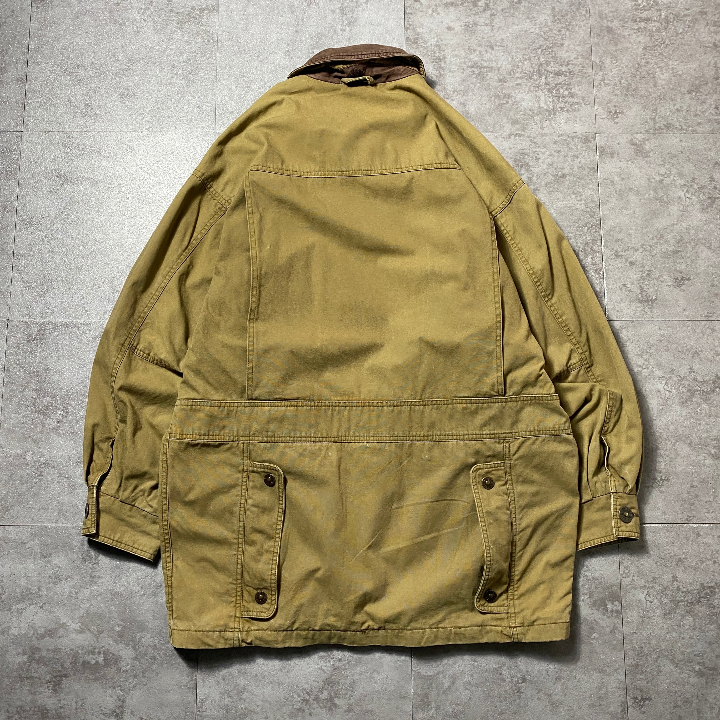 90's Timberland ティンバーランド レザー襟 メタルボタン ミドル丈