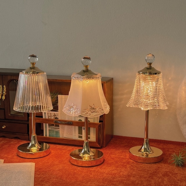 retro crystal table lamp / レトロ クリスタル テーブルランプ ムードライト ポータブル 照明 韓国インテリア