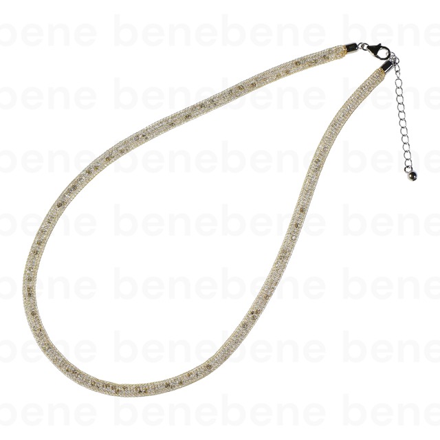 ｸﾘｽﾀﾙﾈｯｸﾚｽ：金 40cm×5mm SVｱｼﾞｬｽﾀｰ5cm