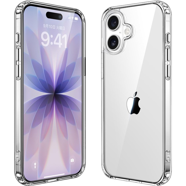 対応iPhone 17 クリア ケース 2 世代黄ばみ防止、超高クリア、耐衝撃、米軍 MIL 規格取得、超耐衝撃 TPU ソフトフレーム＋PC ハードバック 指紋防止、カメラバー保護