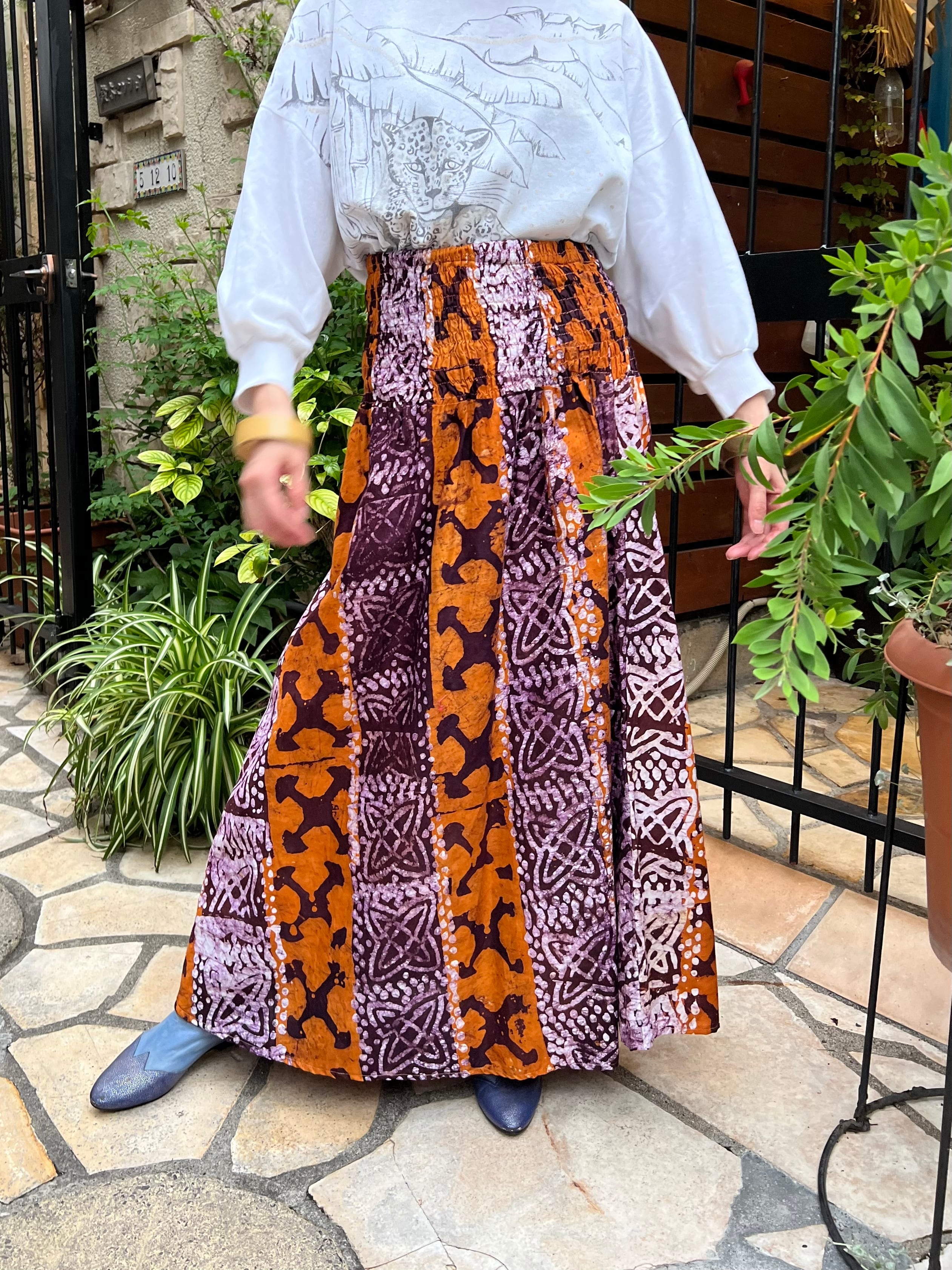 Vintage african batik cotton skirt (ヴィンテージ アフリカン バティック コットン スカート Riyad  vintage shop