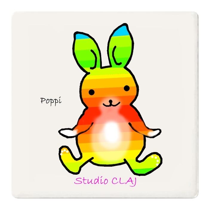 虹うさぎのポッピ：白雲石コースター（スクエア） | 幸せ魔法のリル