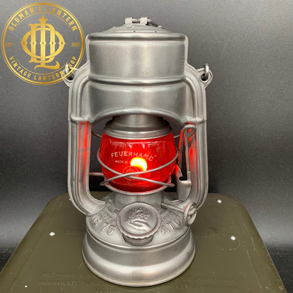 FEUERHAND 75 ATOM STK blue glass side stay | Oldman's lantern