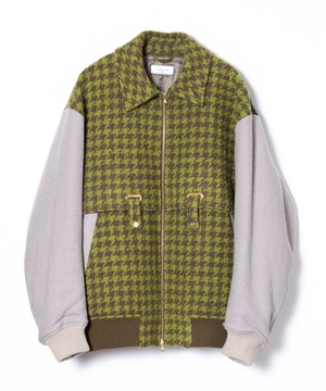 QUILT HOUNDSTOOTH ZIP BLOUSON (KHK)