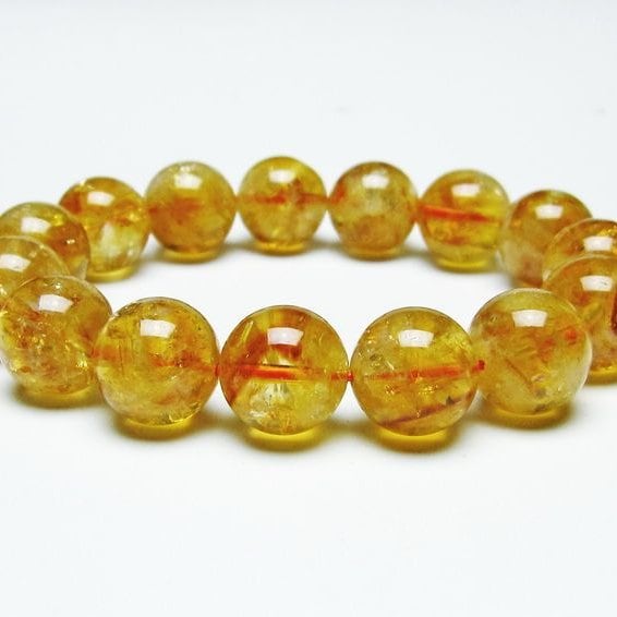 シトリンクォーツ ブレスレット 虹入り 14mm シトリン ブレス 一点物 メール便可 [M便 1/10] 111-46194